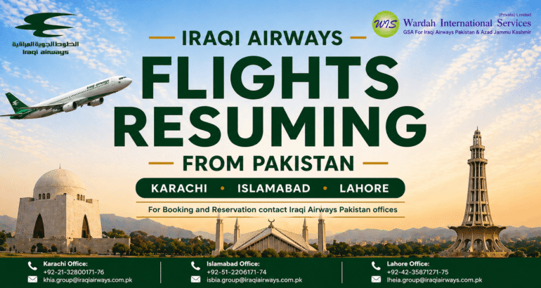 Iraqi Airways Resumes Flights from Pakistan – Karachi, Islamabad & Lahore