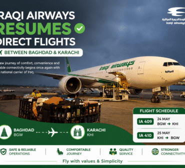 Iraqi Airways direct flight between Baghdad and Karachi
