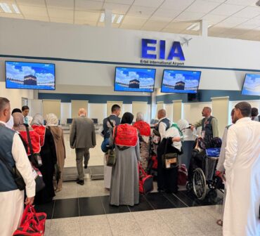 Iraqi Airways pilgrims at Erbil International Airport traveling to the Holy Land