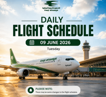 Iraqi Airways Flight Schedule 09 June 2026