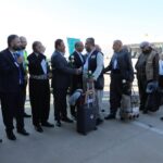 Returning Hajj pilgrims arrive at Sulaymaniyah International Airport on Iraqi Airways.